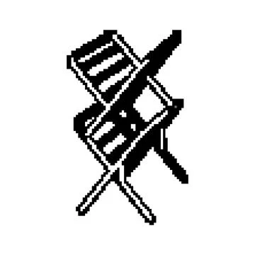 Household clothes drying rack pixel art vector illustration Stock Illustration