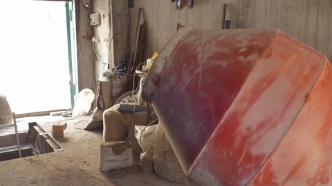 Household concrete mixer in working process Stock Footage 104772984