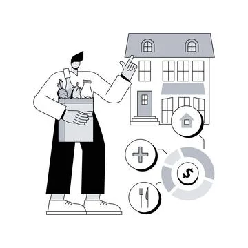 Household consumption abstract concept vector illustration. Stock Illustration