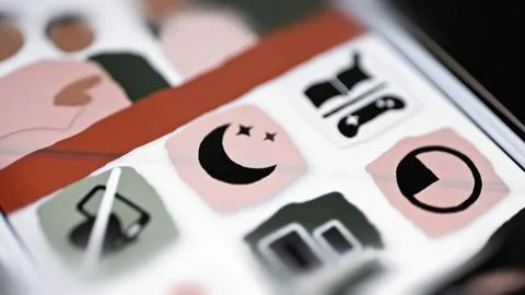 Household control grid with moon and timer Stock Photos