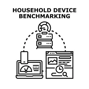 Household device benchmarking process optimizing performance Stock Illustration