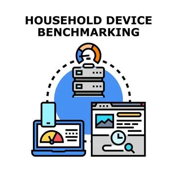 Household device benchmarking process optimizing performance Stock Illustration