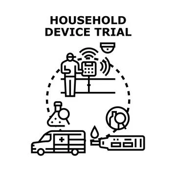 Household device trial assessing smart home technology system Stock Illustration