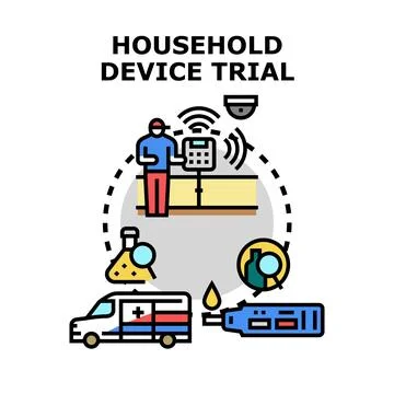 Household device trial assessing smart home technology system Stock Illustration