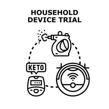 Household device trial testing smart appliances concept Stock Illustration
