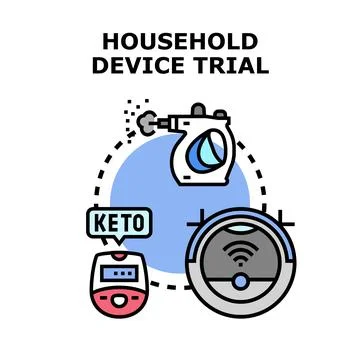 Household device trial testing smart appliances concept 库存插图