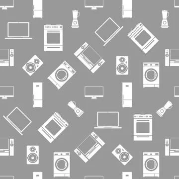 Household electrical appliances seamless pattern. Vector illustration. 스톡 일러스트