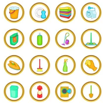 Household elements vector set, cartoon style 스톡 일러스트