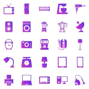 Household gradient icons on white background Stock Illustration