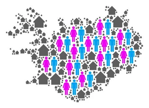 Household Iceland Map Ilustración de archivo
