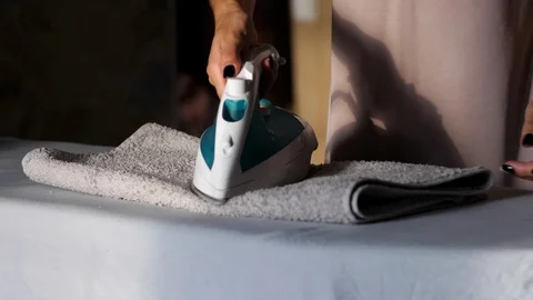 Household ironing close Stock Footage 102857806