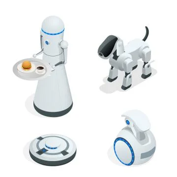 Household isometric robots engineered for people assistance and convenience イラスト素材