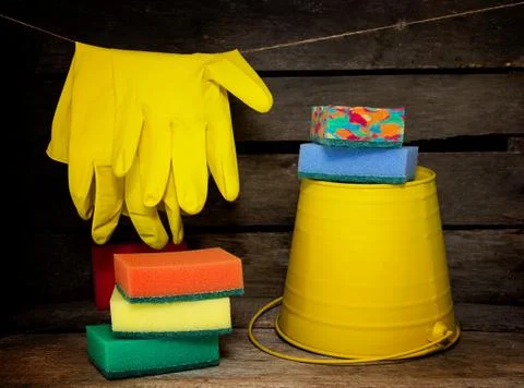 Household items for cleaning Stock Photos