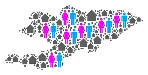 Household Kyrgyzstan Map Stock Illustration