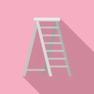 Household ladder icon flat vector. Step construction 스톡 일러스트