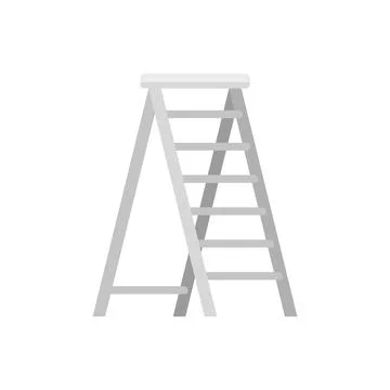 Household ladder icon flat vector. Step construction Illustrazione stock