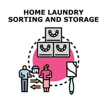 Household laundry sorting process storing clean clothes Stock Illustration