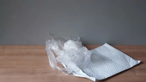 Household plastic waste - stop motion animation Stock Footage 136041531