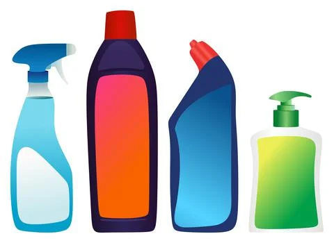 Household product vector drawing on isolated background indoor house cleaning Stock Illustration