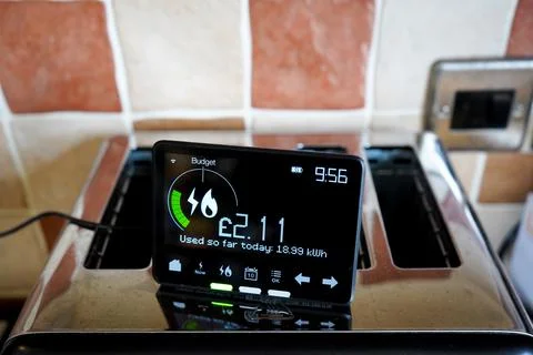 Household smart meter on a toaster 库存照片