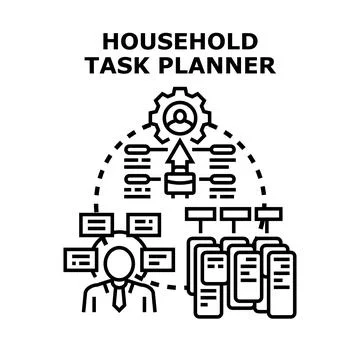 Household task planner managing organization of daily routine Stock Illustration