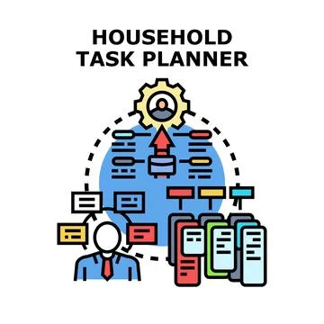 Household task planner managing organization of daily routine Stock Illustration