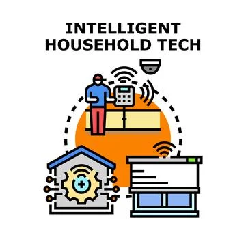 Household technology controlling smart home automation system イラスト素材