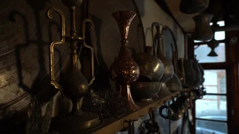 Household tools made of copper by forging in a workshop 스톡 동영상 329392903