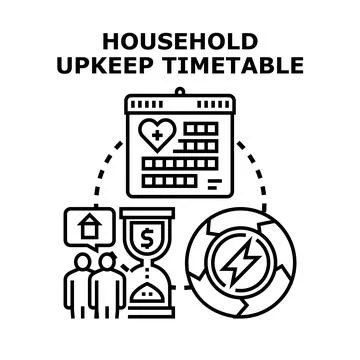 Household upkeep timetable planning daily schedule concept Stock Illustration