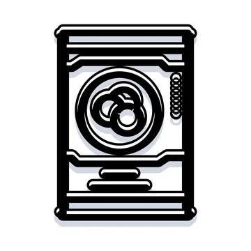 Household washing machine laundry cleaning appliance icon Stock Illustration