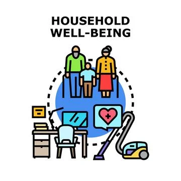 Household well being concept creating balanced family life Stock Illustration