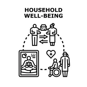 Household well being concept featuring family care and health maintenance Stock Illustration