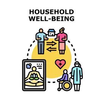 Household well being concept featuring family care and health maintenance Stock Illustration