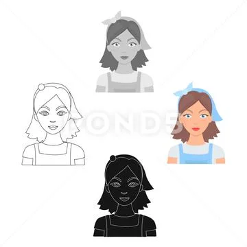 Housekeeper icon in cartoon style isolated on white background. Cleaning symbol Stock Illustration