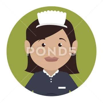 Housekeeper service hotel isolated icon Stock Illustration