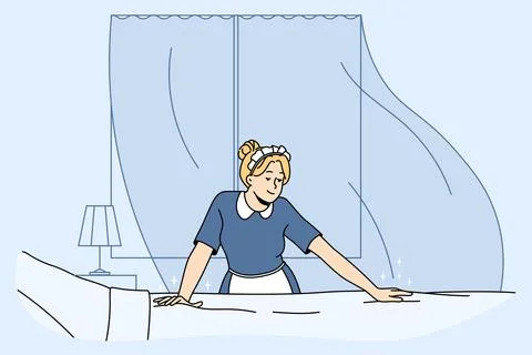 Housekeeper working in hotel イラスト素材