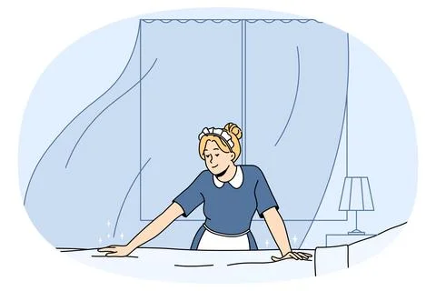 Housekeeper working in hotel イラスト素材