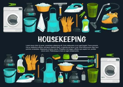 Housekeeping and cleaning vector tools 스톡 일러스트