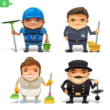 Housekeeping professions set Stock Illustration