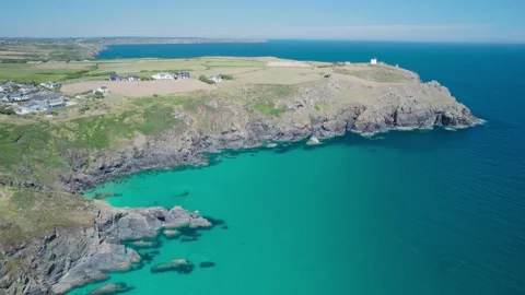 Housel Bay Cliffs from a drone, Lizard, Helston, Cornwall, England 動画素材 201195671