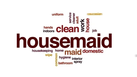 Housemaid animated word cloud, text design animation. Stock Footage 79580390