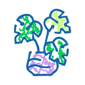 Houseplant with decorative split leaves in a pot Stock Illustration