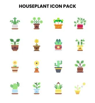 Houseplant Flat Icons Pack 스톡 일러스트