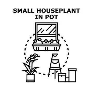 Houseplant vector concept with window and flower box Stock Illustration
