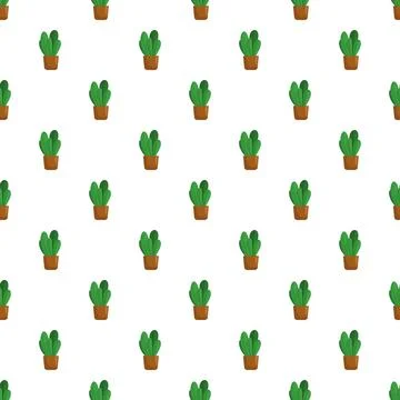 Houseplant vector seamless pattern on white background Illustrazione stock