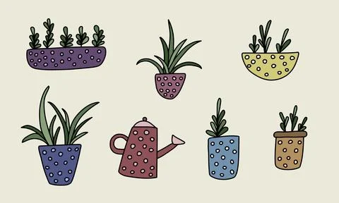 Houseplants in the pot Stock Illustration