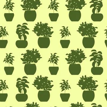 Houseplants in pots. Seamless pattern. Creative flower shop decoration design Illustrazione stock