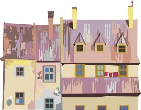 Houses with beautiful roofs. Stock Illustration