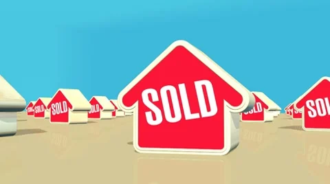 Houses Being Sold  loop ready real estate concept animation Stock Footage