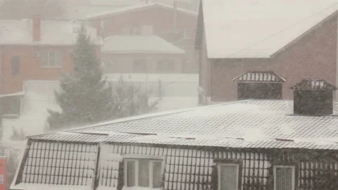 Houses in blizzard Stock Footage 131545797